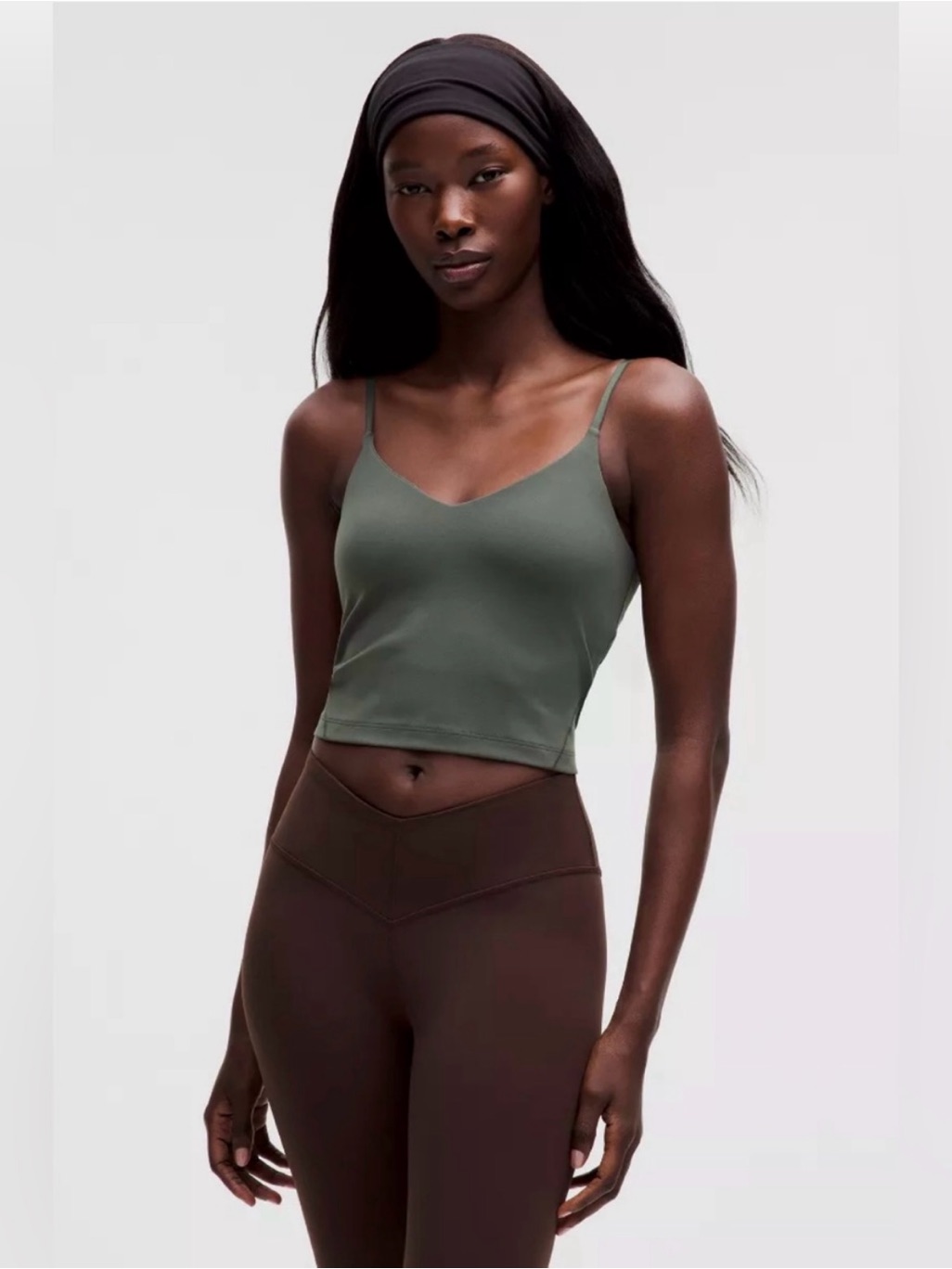 Lululemon Align Cropped Cami Tank Top Size 2 Sage Green Light Support A/B Cup
